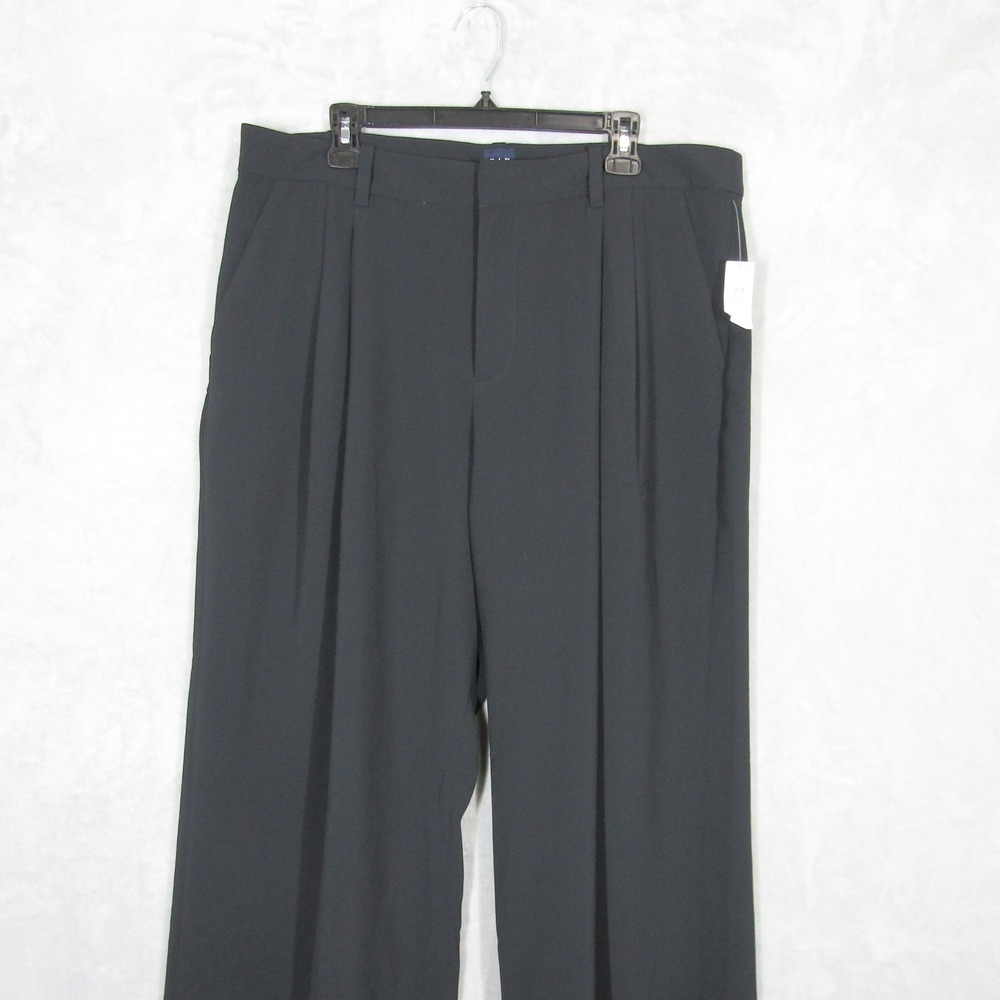 Gap 365 High Rise Trouser Black Wide Leg Pleated Pants Women 18 Petite Plus Size - Picture 7 of 14